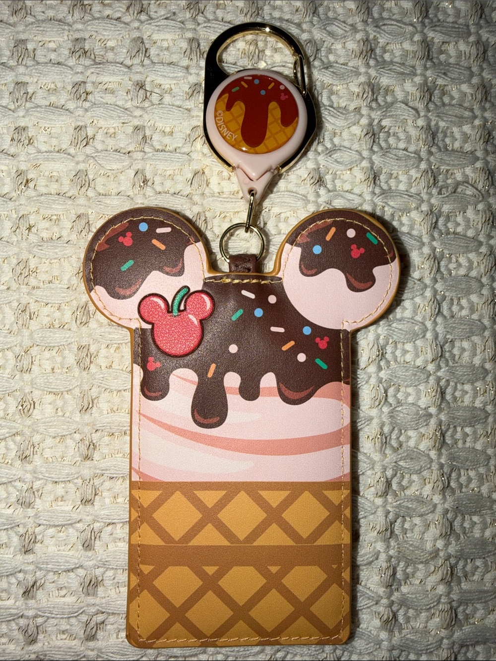NWT Disney Parks Loungefly Mickey Mouse Ice Cream Sundae Cardholder Badge Pull